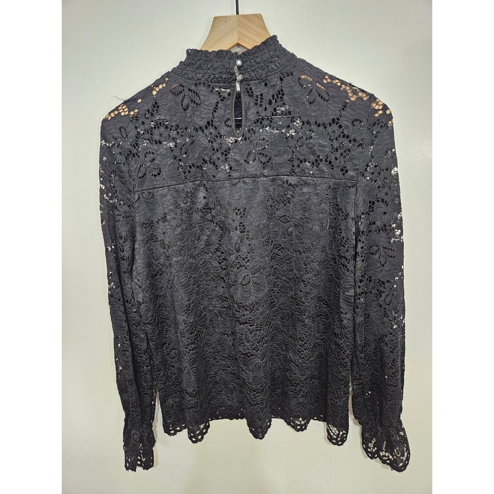 Adrianna Papell Black Knit Lace Ruched Mock Neck Top AD1S301130 XL New - Picture 8 of 9